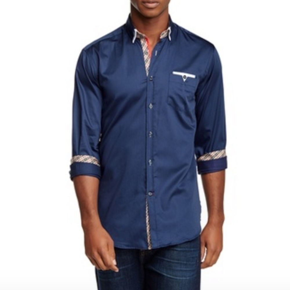 Banana Lemon Button Down Shirt Plaid Trim Cuffs & Placket XL